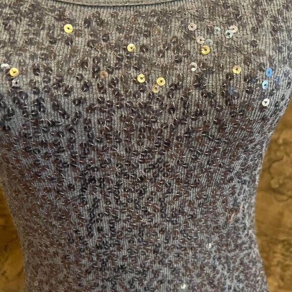 Christine V Gray Sequined Tank Top Size Medium - Picture 2 of 4
